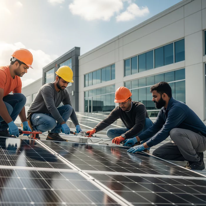 sukarm solar epc compan r4n eui (1) "SuKarM" is a leading Solar Power System Installation Company, specializing in roof-top grid-connected photovoltaic (PV) solar panel installations. Founded in 2018, SuKarM has rapidly grown from consulting to becoming a comprehensive EPC (Engineering, Procurement, and Construction) provider with five years of dedicated experience in the solar industry. With a strong track record of over 150 completed projects and more than 1.5 megawatts of total installation experience, SuKarM offers top-quality solar solutions for residential, commercial, and industrial sites. The company is known for its commitment to delivering high-quality installations at reasonable prices, backed by excellent customer service.
